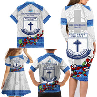 Fiji Holy Cross College Family Matching Long Sleeve Bodycon Dress and Hawaiian Shirt Happy 50th Anniversary Fijian Tagimoucia Tapa Pattern - Wonder Print Shop