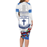 Fiji Holy Cross College Family Matching Long Sleeve Bodycon Dress and Hawaiian Shirt Happy 50th Anniversary Fijian Tagimoucia Tapa Pattern - Wonder Print Shop