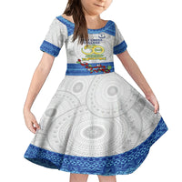 Fiji Holy Cross College Family Matching Off Shoulder Long Sleeve Dress and Hawaiian Shirt Happy 50th Anniversary Fijian Tagimoucia Tapa Pattern - Wonder Print Shop