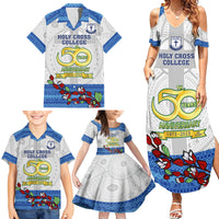 Fiji Holy Cross College Family Matching Summer Maxi Dress and Hawaiian Shirt Happy 50th Anniversary Fijian Tagimoucia Tapa Pattern - Wonder Print Shop