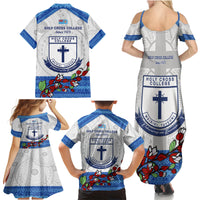 Fiji Holy Cross College Family Matching Summer Maxi Dress and Hawaiian Shirt Happy 50th Anniversary Fijian Tagimoucia Tapa Pattern - Wonder Print Shop