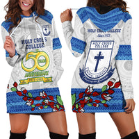Fiji Holy Cross College Hoodie Dress Happy 50th Anniversary Fijian Tagimoucia Tapa Pattern - Wonder Print Shop