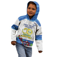 Fiji Holy Cross College Kid Hoodie Happy 50th Anniversary Fijian Tagimoucia Tapa Pattern - Wonder Print Shop