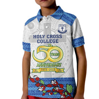 Fiji Holy Cross College Kid Polo Shirt Happy 50th Anniversary Fijian Tagimoucia Tapa Pattern - Wonder Print Shop