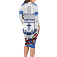 Fiji Holy Cross College Long Sleeve Bodycon Dress Happy 50th Anniversary Fijian Tagimoucia Tapa Pattern - Wonder Print Shop