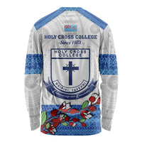 Fiji Holy Cross College Long Sleeve Shirt Happy 50th Anniversary Fijian Tagimoucia Tapa Pattern - Wonder Print Shop