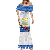 Fiji Holy Cross College Mermaid Dress Happy 50th Anniversary Fijian Tagimoucia Tapa Pattern - Wonder Print Shop