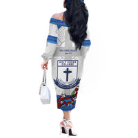 Fiji Holy Cross College Off The Shoulder Long Sleeve Dress Happy 50th Anniversary Fijian Tagimoucia Tapa Pattern - Wonder Print Shop