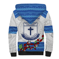 Fiji Holy Cross College Sherpa Hoodie Happy 50th Anniversary Fijian Tagimoucia Tapa Pattern - Wonder Print Shop