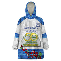 Fiji Holy Cross College Wearable Blanket Hoodie Happy 50th Anniversary Fijian Tagimoucia Tapa Pattern - Wonder Print Shop