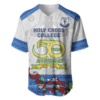 Personalised Fiji Holy Cross College Baseball Jersey Happy 50th Anniversary Fijian Tagimoucia Tapa Pattern - Wonder Print Shop