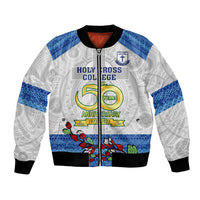 Personalised Fiji Holy Cross College Bomber Jacket Happy 50th Anniversary Fijian Tagimoucia Tapa Pattern - Wonder Print Shop