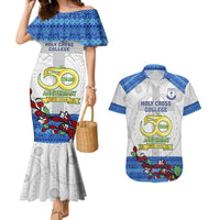 Personalised Fiji Holy Cross College Couples Matching Mermaid Dress and Hawaiian Shirt Happy 50th Anniversary Fijian Tagimoucia Tapa Pattern - Wonder Print Shop