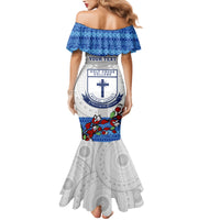 Personalised Fiji Holy Cross College Family Matching Mermaid Dress and Hawaiian Shirt Happy 50th Anniversary Fijian Tagimoucia Tapa Pattern - Wonder Print Shop