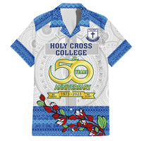 Personalised Fiji Holy Cross College Family Matching Puletasi Dress and Hawaiian Shirt Happy 50th Anniversary Fijian Tagimoucia Tapa Pattern - Wonder Print Shop