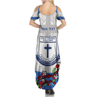 Personalised Fiji Holy Cross College Family Matching Summer Maxi Dress and Hawaiian Shirt Happy 50th Anniversary Fijian Tagimoucia Tapa Pattern - Wonder Print Shop