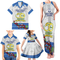 Personalised Fiji Holy Cross College Family Matching Tank Maxi Dress and Hawaiian Shirt Happy 50th Anniversary Fijian Tagimoucia Tapa Pattern - Wonder Print Shop