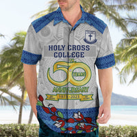 Personalised Fiji Holy Cross College Hawaiian Shirt Happy 50th Anniversary Fijian Tagimoucia Tapa Pattern - Wonder Print Shop