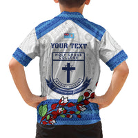 Personalised Fiji Holy Cross College Kid Hawaiian Shirt Happy 50th Anniversary Fijian Tagimoucia Tapa Pattern - Wonder Print Shop