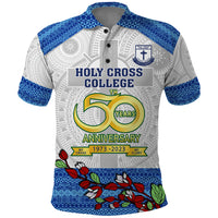 Personalised Fiji Holy Cross College Polo Shirt Happy 50th Anniversary Fijian Tagimoucia Tapa Pattern - Wonder Print Shop