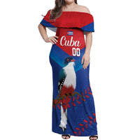 Custom Baseball Cuba 2024 Off Shoulder Maxi Dress Cuban Trogon - Dynamic Style - Wonder Print Shop