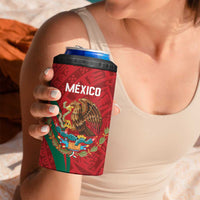 Custom Baseball Mexico 2024 4 in 1 Can Cooler Tumbler Aztec Calendar Pattern - Dynamic Style - Wonder Print Shop