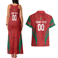 Custom Baseball Mexico 2024 Couples Matching Tank Maxi Dress and Hawaiian Shirt Aztec Calendar Pattern - Dynamic Style - Wonder Print Shop