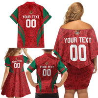 Custom Baseball Mexico 2024 Family Matching Off Shoulder Short Dress and Hawaiian Shirt Aztec Calendar Pattern - Dynamic Style - Wonder Print Shop