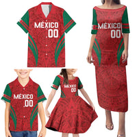Custom Baseball Mexico 2024 Family Matching Puletasi and Hawaiian Shirt Aztec Calendar Pattern - Dynamic Style - Wonder Print Shop