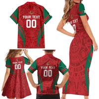 Custom Baseball Mexico 2024 Family Matching Short Sleeve Bodycon Dress and Hawaiian Shirt Aztec Calendar Pattern - Dynamic Style - Wonder Print Shop