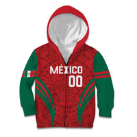 Custom Baseball Mexico 2024 Kid Hoodie Aztec Calendar Pattern - Dynamic Style - Wonder Print Shop