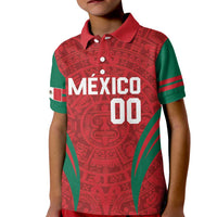 Custom Baseball Mexico 2024 Kid Polo Shirt Aztec Calendar Pattern - Dynamic Style - Wonder Print Shop