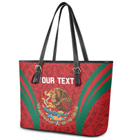 Custom Baseball Mexico 2024 Leather Tote Bag Aztec Calendar Pattern - Dynamic Style - Wonder Print Shop