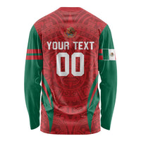 Custom Baseball Mexico 2024 Long Sleeve Shirt Aztec Calendar Pattern - Dynamic Style - Wonder Print Shop