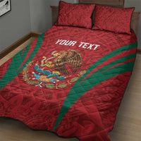 Custom Baseball Mexico 2024 Quilt Bed Set Aztec Calendar Pattern - Dynamic Style - Wonder Print Shop