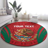 Custom Baseball Mexico 2024 Round Carpet Aztec Calendar Pattern - Dynamic Style