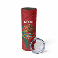 Custom Baseball Mexico 2024 Skinny Tumbler Aztec Calendar Pattern - Dynamic Style - Wonder Print Shop