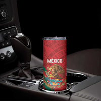 Custom Baseball Mexico 2024 Skinny Tumbler Aztec Calendar Pattern - Dynamic Style - Wonder Print Shop
