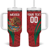 Custom Baseball Mexico 2024 Tumbler With Handle Aztec Calendar Pattern - Dynamic Style - Wonder Print Shop