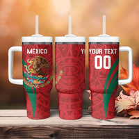 Custom Baseball Mexico 2024 Tumbler With Handle Aztec Calendar Pattern - Dynamic Style - Wonder Print Shop