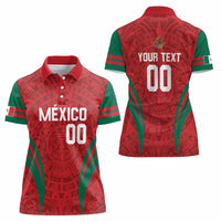 Custom Baseball Mexico 2024 Women Polo Shirt Aztec Calendar Pattern - Dynamic Style - Wonder Print Shop