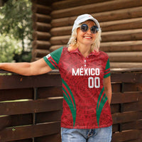Custom Baseball Mexico 2024 Women Polo Shirt Aztec Calendar Pattern - Dynamic Style - Wonder Print Shop