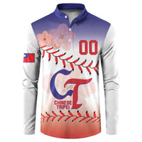 Custom Baseball Chinese Taipei Button Sweatshirt National Plum Blossom - Dynamic Style - Wonder Print Shop