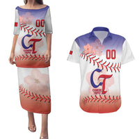 Custom Baseball Chinese Taipei Couples Matching Puletasi and Hawaiian Shirt National Plum Blossom - Dynamic Style - Wonder Print Shop