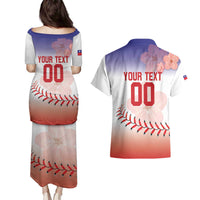 Custom Baseball Chinese Taipei Couples Matching Puletasi and Hawaiian Shirt National Plum Blossom - Dynamic Style - Wonder Print Shop