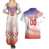 Custom Baseball Chinese Taipei Couples Matching Summer Maxi Dress and Hawaiian Shirt National Plum Blossom - Dynamic Style - Wonder Print Shop
