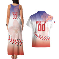 Custom Baseball Chinese Taipei Couples Matching Tank Maxi Dress and Hawaiian Shirt National Plum Blossom - Dynamic Style - Wonder Print Shop