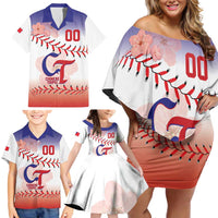 Custom Baseball Chinese Taipei Family Matching Off Shoulder Short Dress and Hawaiian Shirt National Plum Blossom - Dynamic Style - Wonder Print Shop