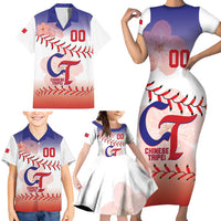 Custom Baseball Chinese Taipei Family Matching Short Sleeve Bodycon Dress and Hawaiian Shirt National Plum Blossom - Dynamic Style - Wonder Print Shop