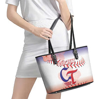Custom Baseball Chinese Taipei Leather Tote Bag National Plum Blossom - Dynamic Style - Wonder Print Shop